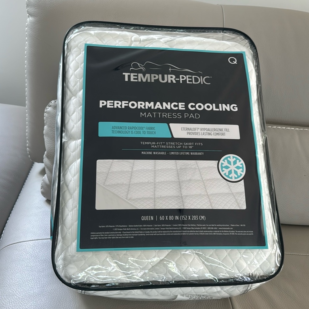 TEMPUR PEDIC White Tempurpedic Performance Cooling Pad Queen Q